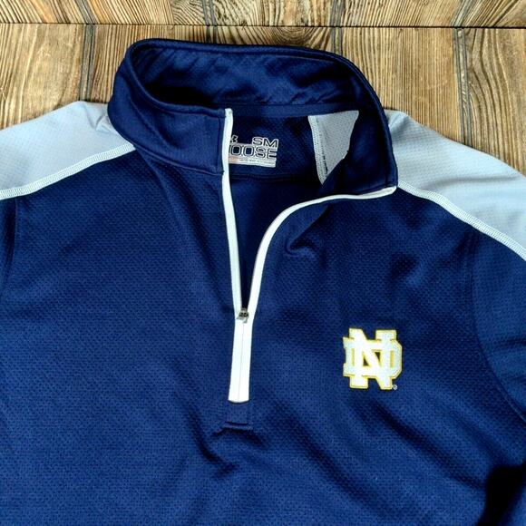 Notre Dame Fighting Irish Under Armour Sideline 1/4 Zip Lightweight Navy Logo Sm - Picture 3 of 9